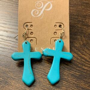 Plunder Turquoise Cross Dangle Earrings